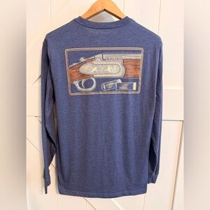 BURLEBO Men's Graphic Long Sleeve Tee in Navy Duck Hunting Outdoors Medium